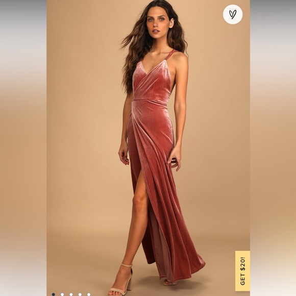 Lulus Dresses & Skirts - lulus whimsical romance mauve velvet faux-wrap dress